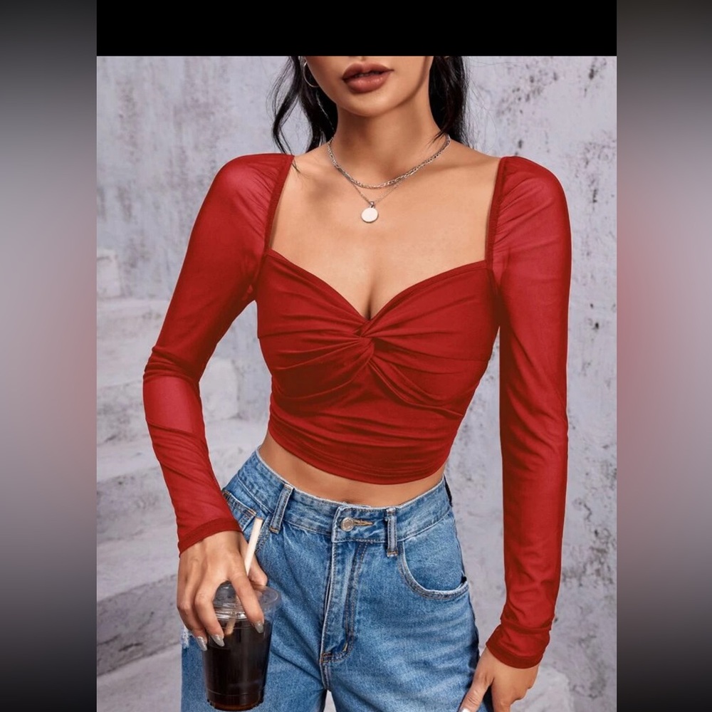 Sweetheart Long sleeve crop top